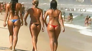Sexy Brazilian thong booty and Italian beach dancers