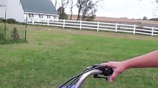 perfect teen real life farmers daughter riding atv naked on iowa farm