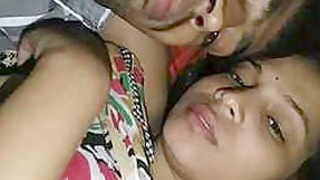 Cute indian lover kissing and tits sucking