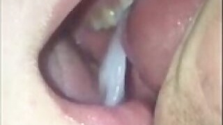 big cumshot in mouth close up
