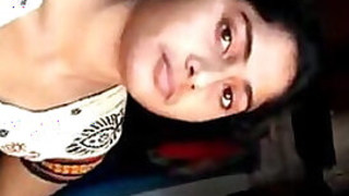 Indian chick demonstrates her XXX muff and has solo sex in her room