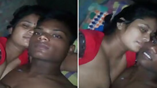 Indian lovers cuddle in bed before boy gets access to XXX nipple