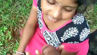 Telugu hottie enjoys sucking dick while outdoors