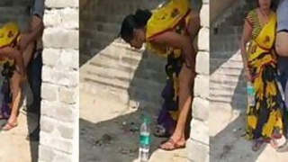 Indian Bhabhi illicit sex in the open air